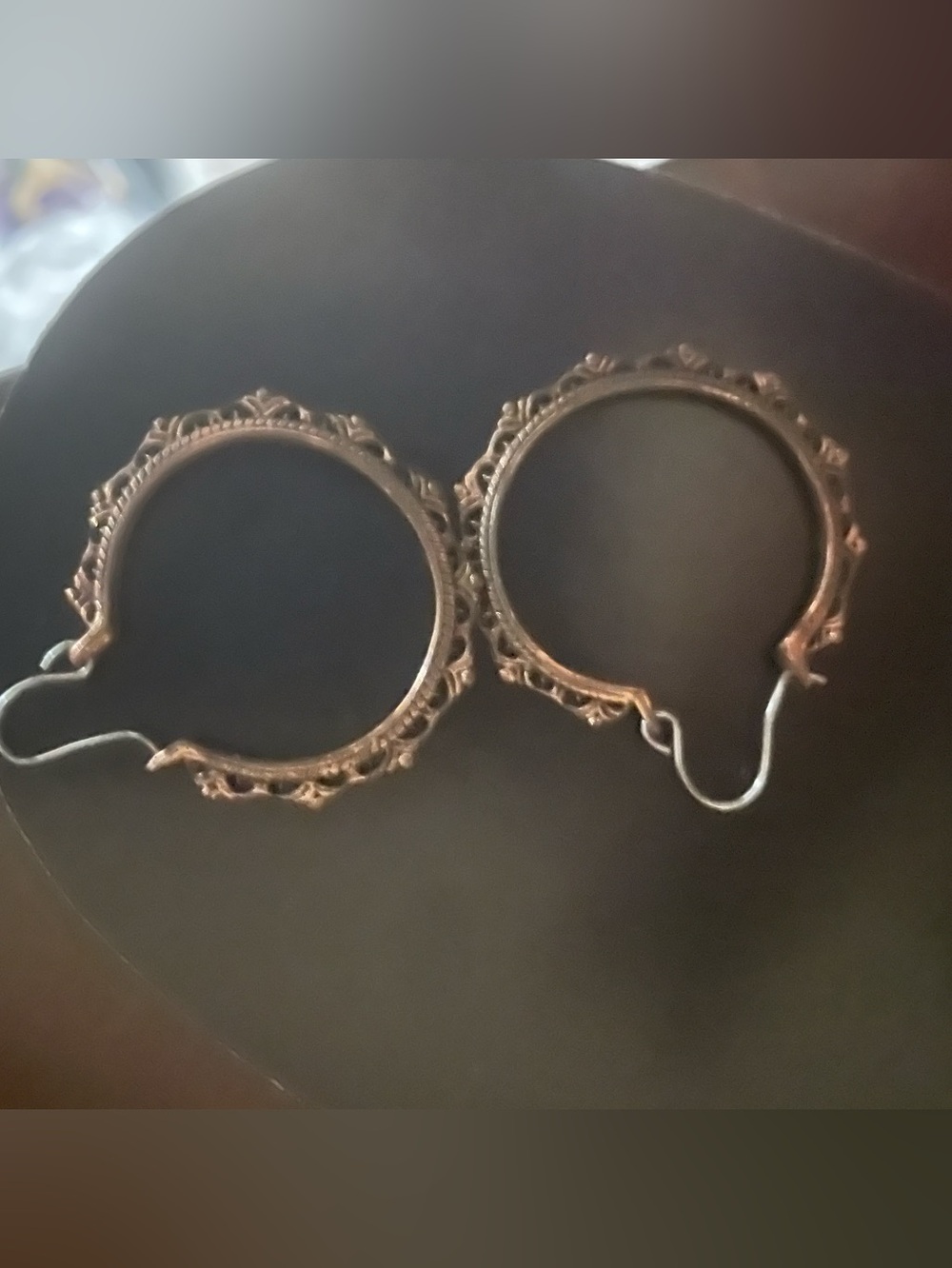 Vintage-Inspired Filigree Hoop Earrings - Bronze